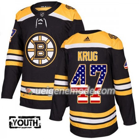 Kinder Eishockey Boston Bruins Trikot Torey Krug 47 Adidas 2017-2018 Schwarz USA Flag Fashion Authentic